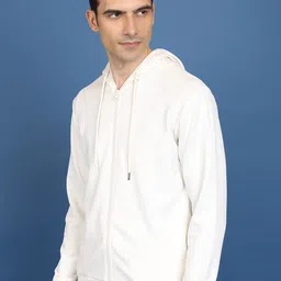 HIGHLANDER White Hooded Front-Open Sweatshirt image 3