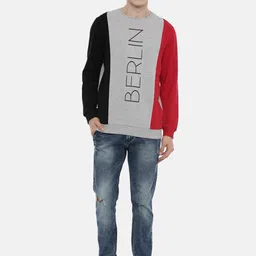 3PIN Men Grey Colourblocked Sweatshirt image 5