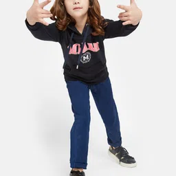 METTLE Girls Typography Printed Hooded Fleece Sweatshirt image 4
