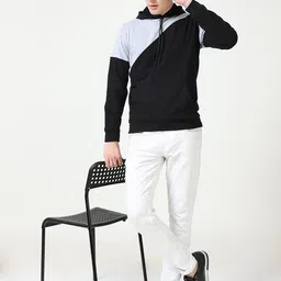 Fleximaa Men Black Colourblocked Hooded Sweatshirt image 3