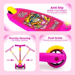 buddynjoy Smart Kick Scooter, 4 Adjustable Height, Foldable & PVC Wheels,Cap-75 Kg image 3