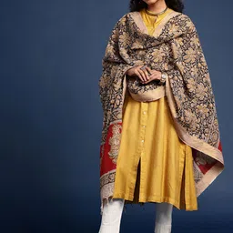 Taavi Hand Block Printed Kalamkari Dupatta with Zari image 2