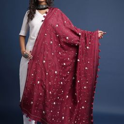 Taavi Embroidered Tasselled Border Dupatta-picture-0