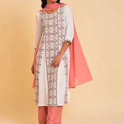 W Orange & Pink Pure Cotton Dupatta-picture-41