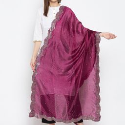 Clora Creation Violet Embroidered Dupatta with Sequinned-picture-46
