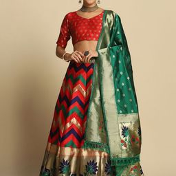 LeeliPeeri Designer Foil Print Semi-Stitched Lehenga & Unstitched Blouse With Dupatta-picture-38