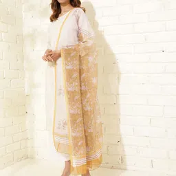 Fabindia Ethnic Motifs Printed Cotton Silk Block Print Dupatta-image-11