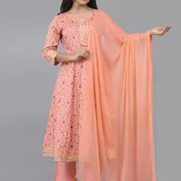 SHOOLIN Floral Printed Gotta Patti Panelled Anarkali Kurta With Trousers &  Dupatta-picture-39