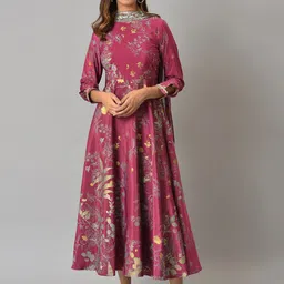 WISHFUL Magenta Floral Ethnic Maxi Dress image 1