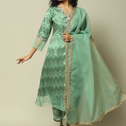 Rangriti Chevrom Printed Regular Straight Kurta with Palazzos & Dupatta-picture-27