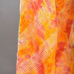 Apratim Orange & Pink Printed Leheriya Dupatta image 5