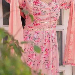 FVD Floral Printed Mirror Work Sweetheart Neck Anarkali Kurta With Trousers & Dupatta image 3