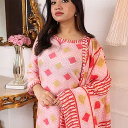 KALINI Printed Regular Kurta with Trouser & Dupatta image 2