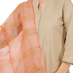 Rhe-Ana Pink Checked Art Silk Dupatta image 4