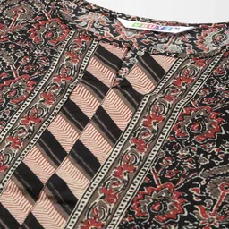 Vbuyz Women Brown & Black Ethnic Motifs Printed Pure Cotton Kurta with Trousers & Dupatta image 5