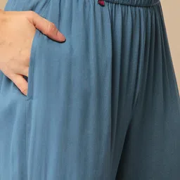 KALINI Floral Embroidered V Neck Regular Straight Kurta With Trousers & Dupatta image 3