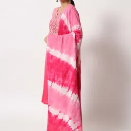 VAANI CREATION Magenta Yoke Design Sequinned Kurta with Trousers & With Dupatta image 4