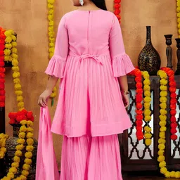 BAESD Girls Sequins Embroidered Georgette Kurta with Sharara And Dupatta image 4