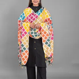 Apratim Yellow & Blue Printed Bandhani Dupatta image 2