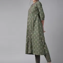 Indo Era Women Green Ethnic Motifs Printed Pleated Gotta Patti Kurta with Palazzos & With Dupatta image 5