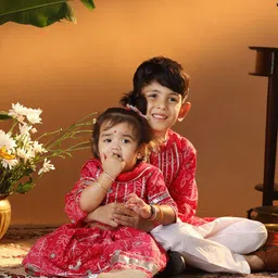 VASTRAMAY Infant Girls Bandhani Printed Ready to Wear Lehenga & Blouse With Dupatta-picture-31