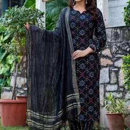 ARADHNA Women Floral Printed Regular Kurta with Trousers & With Dupatta-image-55