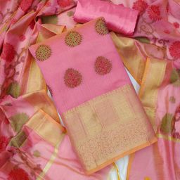 SHADOW & SAINING Ethnic Motifs Woven Design Zari Unstitched Dress Material-picture-22