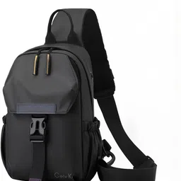 Verilux Mens Casual Crossbody Bag with USB Port Large Capacity Waterproof Black Waist Bag-image-47