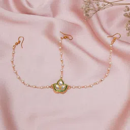 Ruby Raang Girls Gold-Plated Kundan Matha Patti-picture-32