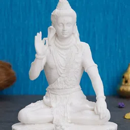 eCraftIndia White Decorative Lord Shiva Idol Statue Showpiece-image-17