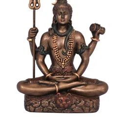 CraftVatika Bronze-Toned & Green Lord Shiva Cold Cast Bronze Statue image 2