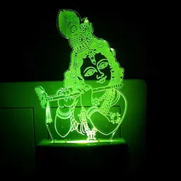 ajanta Krishna Bhagwan With Bansari(Code:2070) 3D Night Lamp image 3