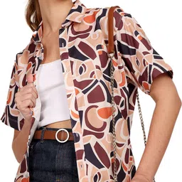 just roar Women Oversized Fit Printed Spread Collar Casual Shirt-picture-16