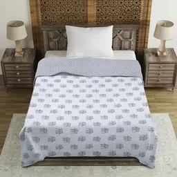rajasthan decor White Cotton Abstract 120 GSM 1 Single Bed Dohar image 2
