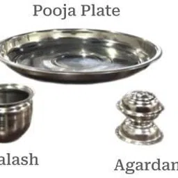 trishvar Stainless Steel Pooja Thali Set With Diya Insence Holder Bells And Lota Stainless Steel image 4