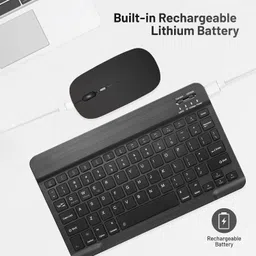 FKU Wireless Keyboard & Mouse For Android Windows PC Wireless Standard Tablet Keyboard Compatible with Desktop, Laptop, Mac Rechargeble Wireless Keyboard & Mouse For Android Windows PC Tablet image 5