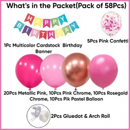 aniloons Solid Pink Birthday Party Decoration Kit. Balloon image 2