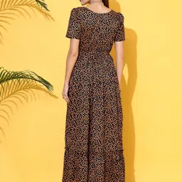 sheetal associates Women Fit and Flare Brown Maxi/Full Length Dress image 4