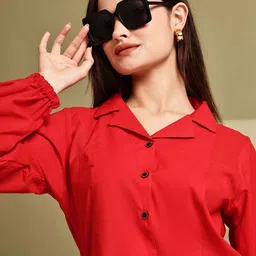 sayesha Women Regular Fit Solid Button Down Collar Casual Shirt image 5