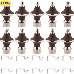 zapex Brown Rod Rail Bracket, Curtain Knobs Metal-picture-15