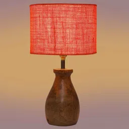 new era Orange Jute Table Lamp With Wood Base image 3