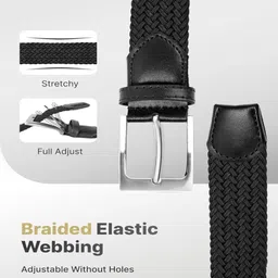 vinylzone Men & Women Casual, Evening, Formal, Party Black Canvas Belt image 2