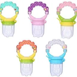 badal kidz BPA Free Silicone Food Nibbler for Fruit and Veggie with Rattle Handle Teether and Feeder image 5