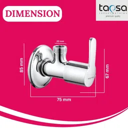 tapsa Kenzo Full Brass Angle Cock/Angle Valve/Geyser Tap (Set of 2) With Wall Flange For Bathroom/Wash Basin/Geyser,Chrome Finish Angle Cock Faucet image 2