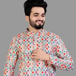fabwax Men Cotton Blend Kurta Pyjama Set image 1