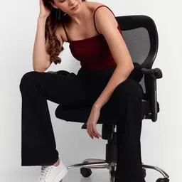 next one Women Flared Black Lycra Blend Trousers image 5