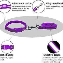 w9 Set of 2 Nylon Reflected Tape Leash Collar Set for Small Puppy-1.5cm x 120cm 120 cm Dog & Cat Strap Leash image 2