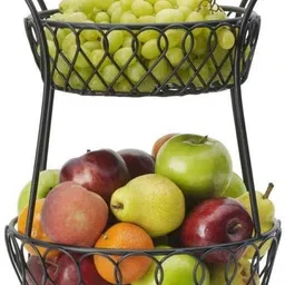prime krafts 2 Tier Countertop Metal Fruit Basket for Organizing Fruits Vegetables Snacks, Iron Fruit & Vegetable Basket-picture-11