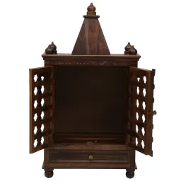 woodenmood Natural Finish Sheesham Wood Floor Rested Mandir With Door image 2