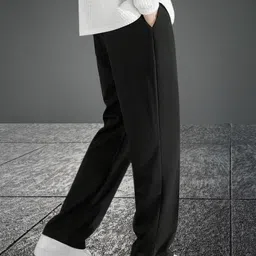 flepziq Men Regular Fit Black Pure Cotton Trousers image 4